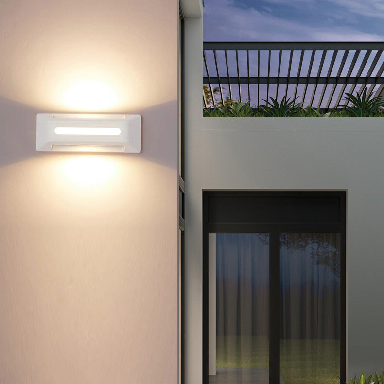 Moderne Einfachheit Wasserdichte Aluminium Rechteckige Streifen LED Wandleuchte für Außenbereich Terrasse 