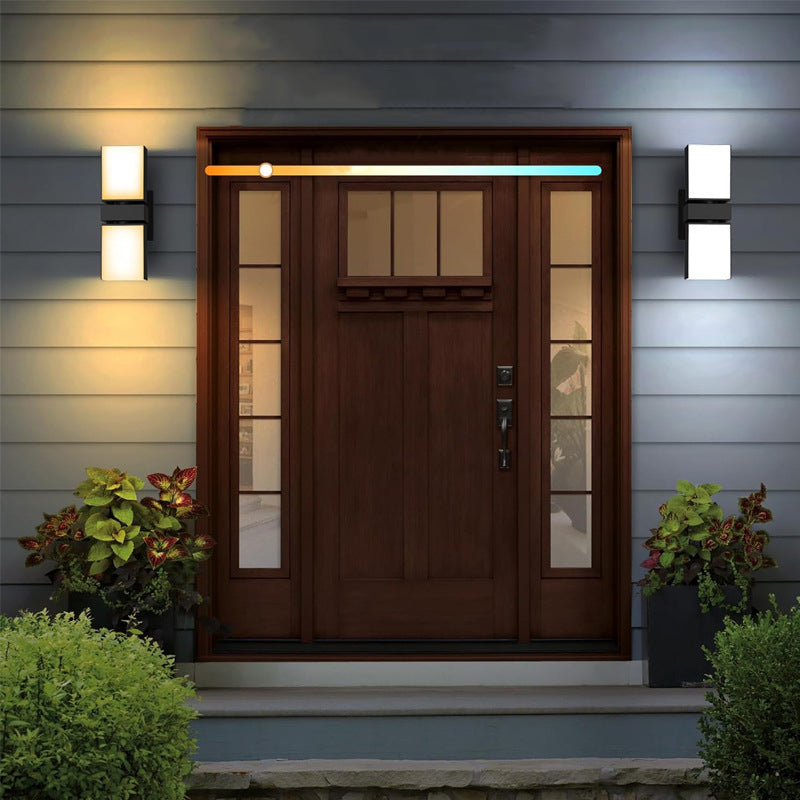 Modern Simplicity Waterproof Aluminum Smart APP Control Rotatable Rectangular LED Wall Sconce Lamp For Outdoor Patio
