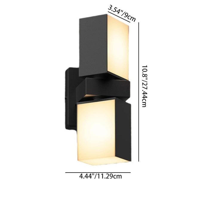 Modern Simplicité Étanche Aluminium Smart APP Contrôle Rotatif Rectangulaire LED Applique Murale Pour Patio Extérieur 