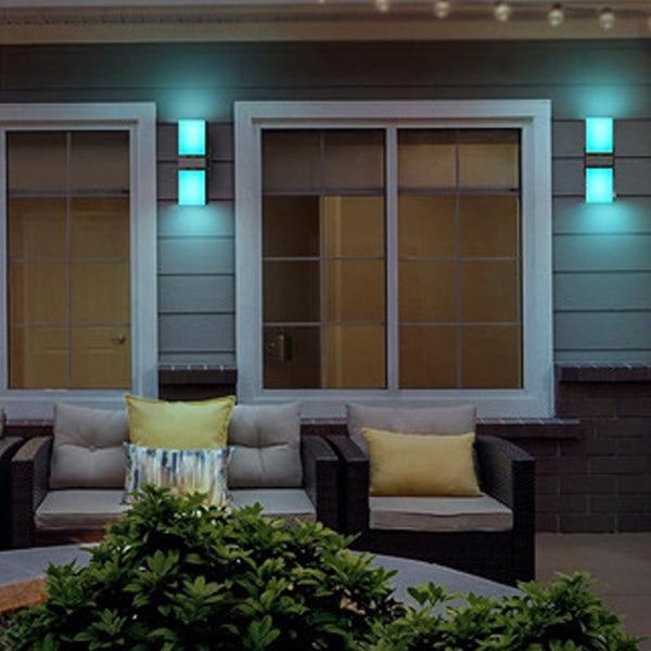 Modern Simplicity Waterproof Aluminum Smart APP Control Rotatable Rectangular LED Wall Sconce Lamp For Outdoor Patio