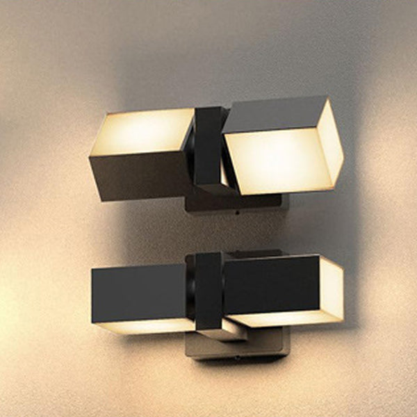 Modern Simplicity Waterproof Aluminum Smart APP Control Rotatable Rectangular LED Wall Sconce Lamp For Outdoor Patio