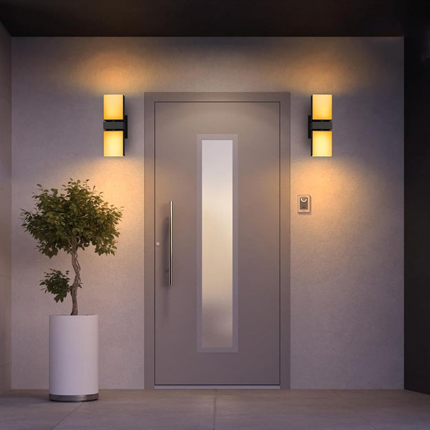 Modern Simplicité Étanche Aluminium Smart APP Contrôle Rotatif Rectangulaire LED Applique Murale Pour Patio Extérieur 