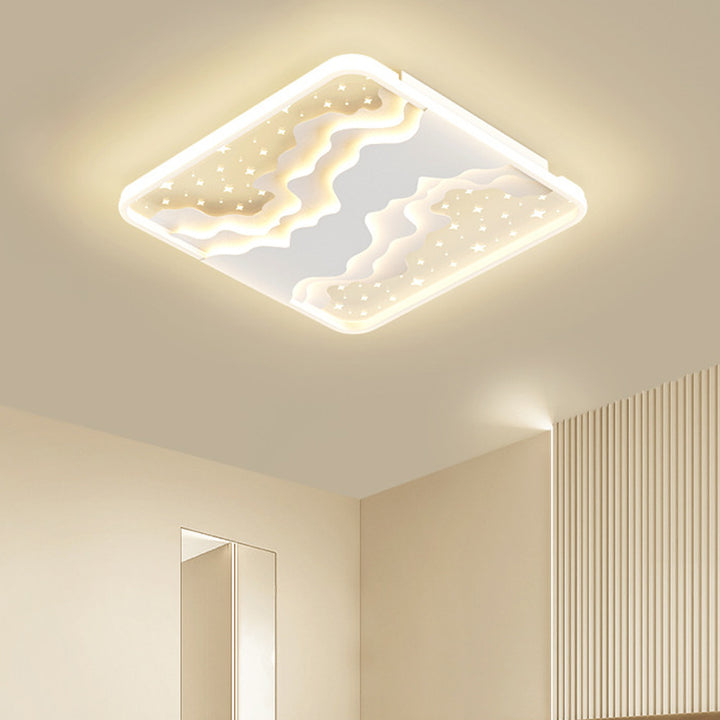 Plafonnier LED contemporain nordique en fer acrylique ciel étoilé océan rond carré rectangulaire pour chambre 