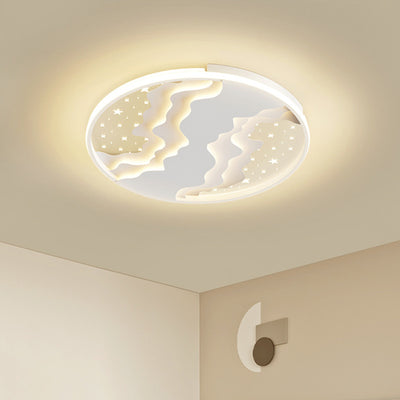 Contemporary Nordic Iron Acrylic Starry Sky Ocean Round Square Rectangular LED Flush Mount Ceiling Light For Bedroom