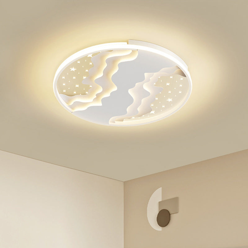 Contemporary Nordic Iron Acrylic Starry Sky Ocean Round Square Rectangular LED Flush Mount Ceiling Light For Bedroom