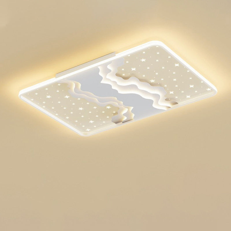 Contemporary Nordic Iron Acrylic Starry Sky Ocean Round Square Rectangular LED Flush Mount Ceiling Light For Bedroom