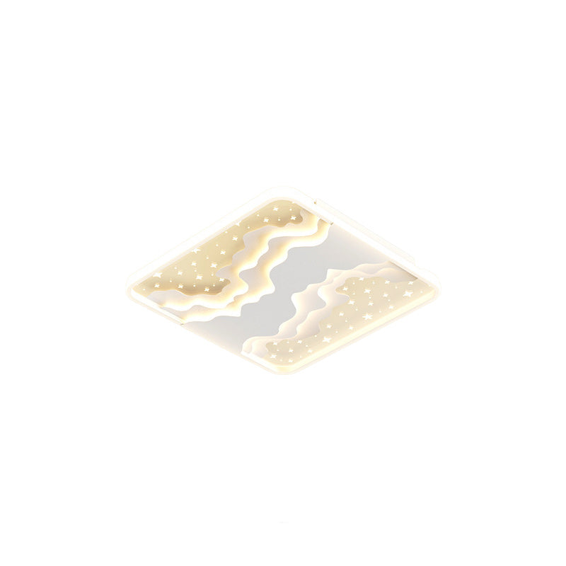 Plafonnier LED contemporain nordique en fer acrylique ciel étoilé océan rond carré rectangulaire pour chambre 