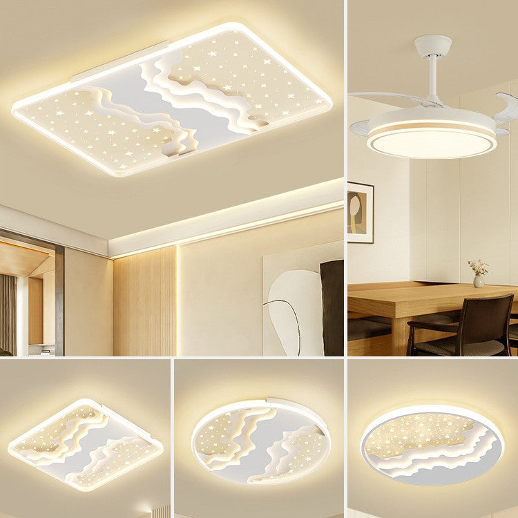 Contemporary Nordic Iron Acrylic Starry Sky Ocean Round Square Rectangular LED Flush Mount Ceiling Light For Bedroom