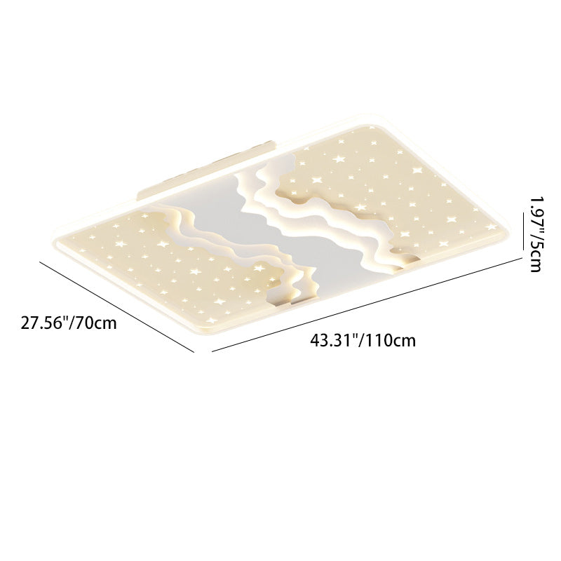 Contemporary Nordic Iron Acrylic Starry Sky Ocean Round Square Rectangular LED Flush Mount Ceiling Light For Bedroom