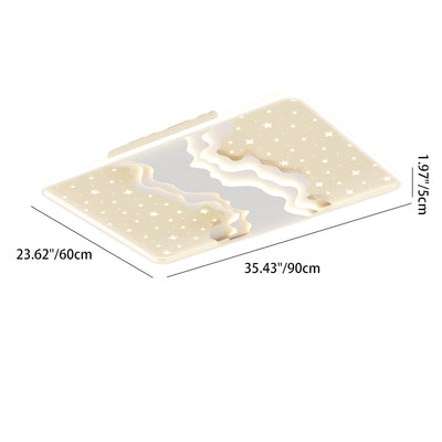 Contemporary Nordic Iron Acrylic Starry Sky Ocean Round Square Rectangular LED Flush Mount Ceiling Light For Bedroom