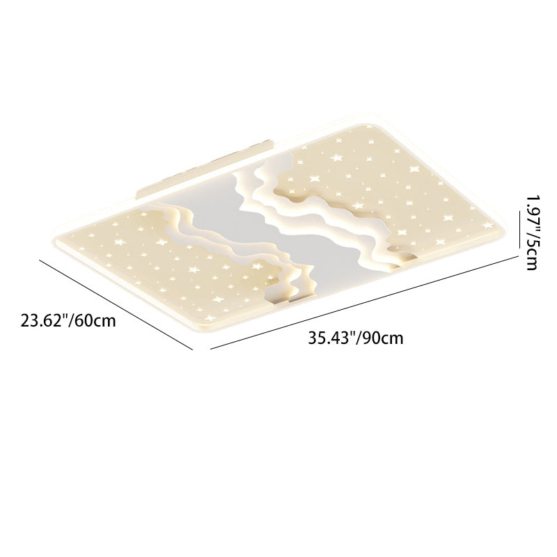 Contemporary Nordic Iron Acrylic Starry Sky Ocean Round Square Rectangular LED Flush Mount Ceiling Light For Bedroom