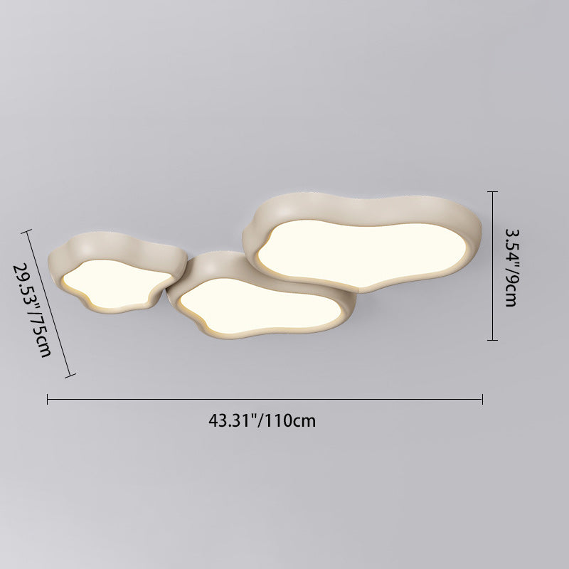 Contemporary Nordic Iron Resin Acrylic Cloud Round Square LED Flush Mount Ceiling Light For Living Room