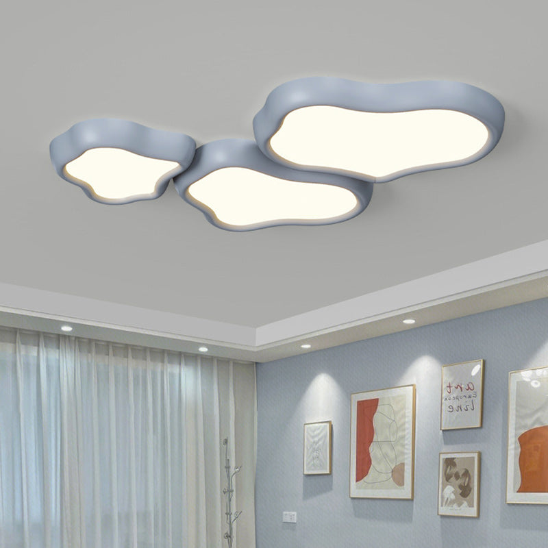 Contemporary Nordic Iron Resin Acrylic Cloud Round Square LED Flush Mount Ceiling Light For Living Room