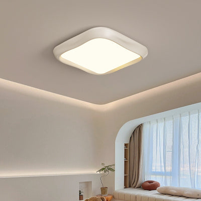 Contemporary Nordic Iron Resin Acrylic Cloud Round Square LED Flush Mount Ceiling Light For Living Room