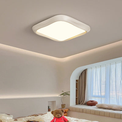 Contemporary Nordic Iron Resin Acrylic Cloud Round Square LED Flush Mount Ceiling Light For Living Room
