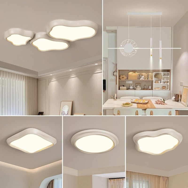 Contemporary Nordic Iron Resin Acrylic Cloud Round Square LED Flush Mount Ceiling Light For Living Room
