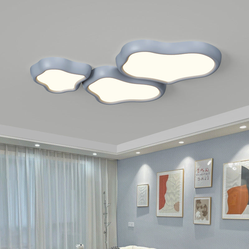 Contemporary Nordic Iron Resin Acrylic Cloud Round Square LED Flush Mount Ceiling Light For Living Room