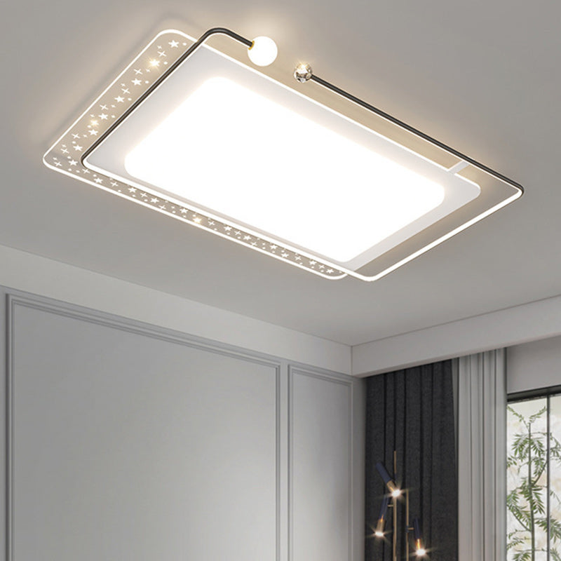 Contemporary Nordic Iron Acrylic Star Round Square Oval Moon Rectangular LED Flush Mount Ceiling Light For Living Room