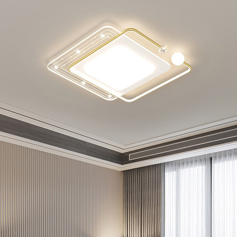 Contemporary Nordic Iron Acrylic Star Round Square Oval Moon Rectangular LED Flush Mount Ceiling Light For Living Room