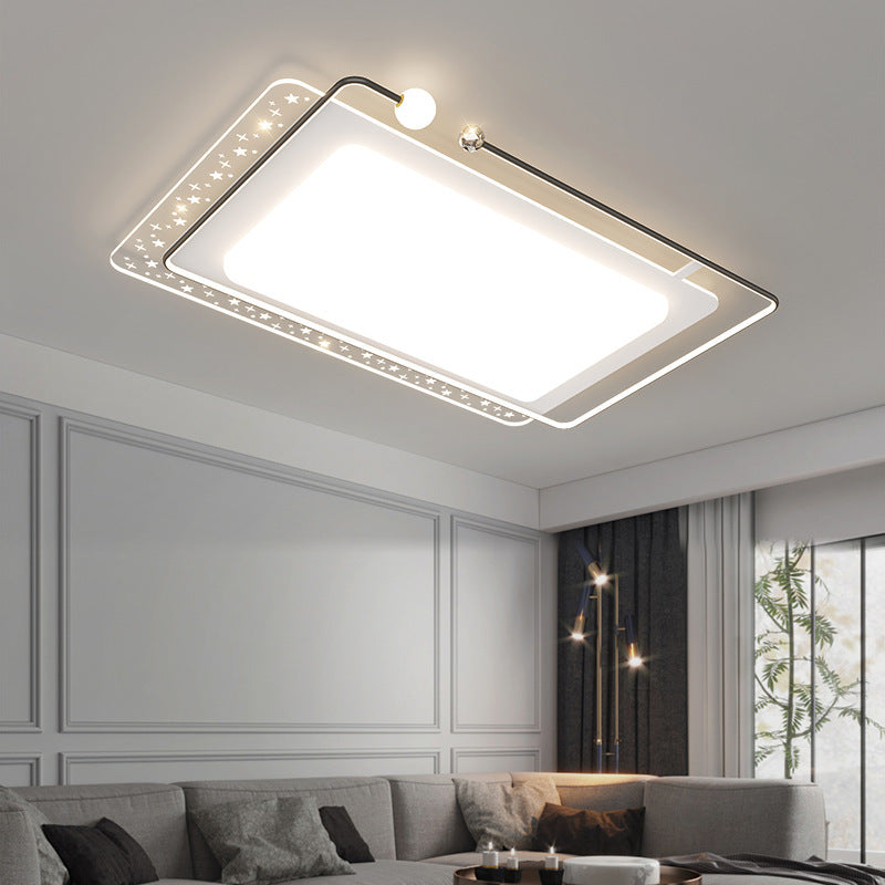 Contemporary Nordic Iron Acrylic Star Round Square Oval Moon Rectangular LED Flush Mount Ceiling Light For Living Room