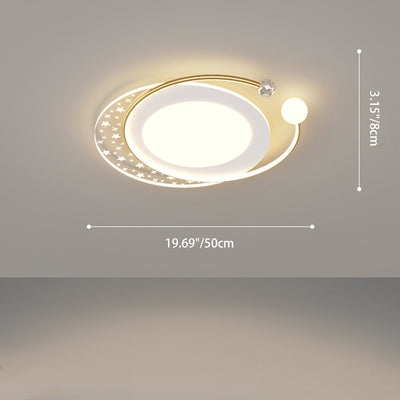 Contemporary Nordic Iron Acrylic Star Round Square Oval Moon Rectangular LED Flush Mount Ceiling Light For Living Room