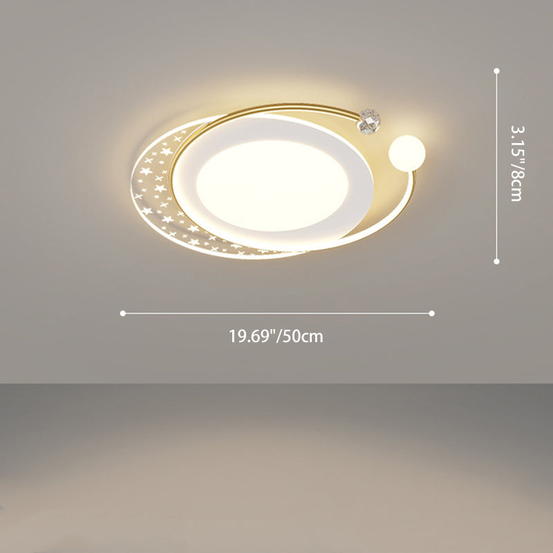 Contemporary Nordic Iron Acrylic Star Round Square Oval Moon Rectangular LED Flush Mount Ceiling Light For Living Room