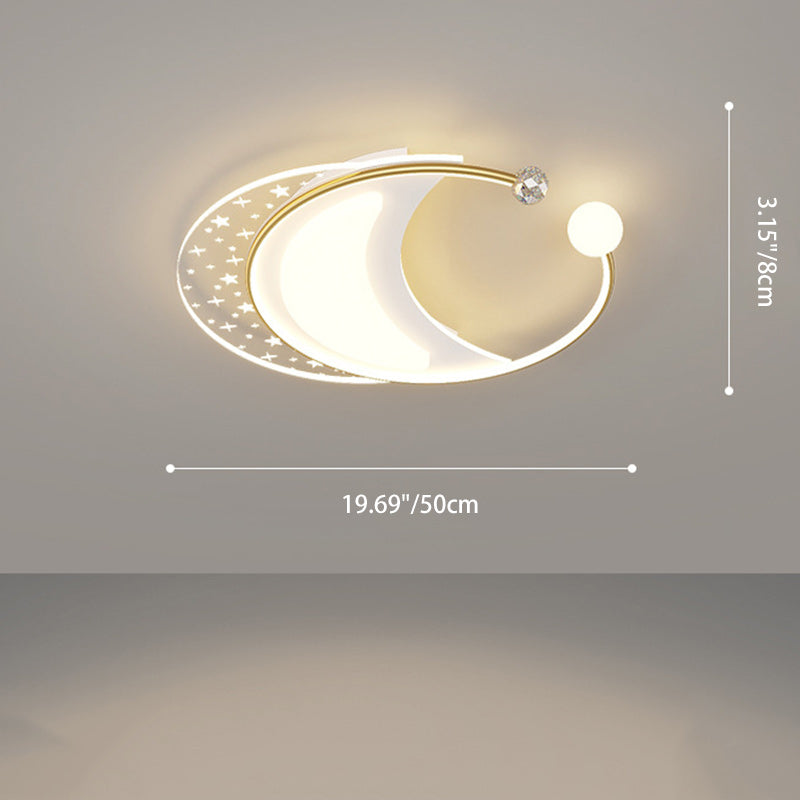 Contemporary Nordic Iron Acrylic Star Round Square Oval Moon Rectangular LED Flush Mount Ceiling Light For Living Room