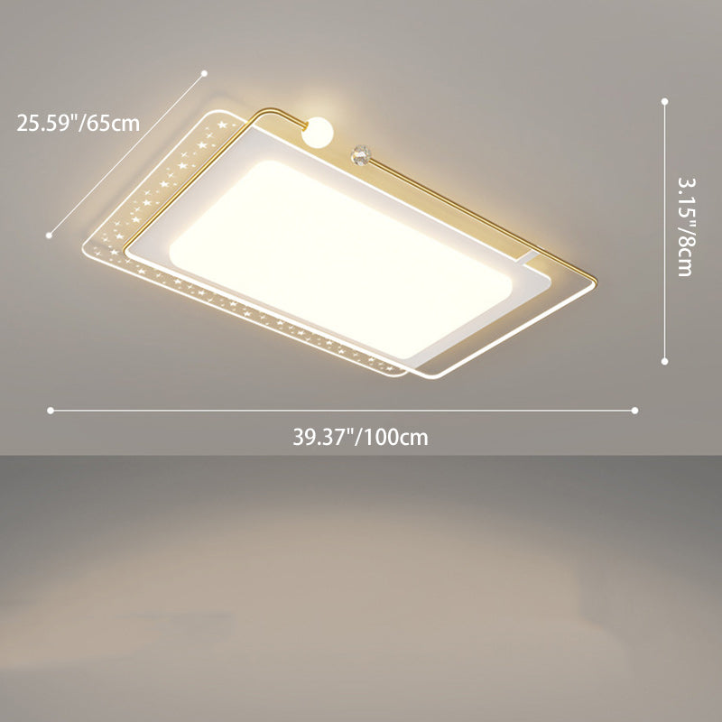 Contemporary Nordic Iron Acrylic Star Round Square Oval Moon Rectangular LED Flush Mount Ceiling Light For Living Room