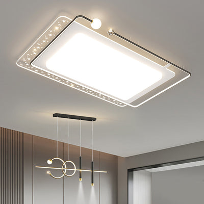 Contemporary Nordic Iron Acrylic Star Round Square Oval Moon Rectangular LED Flush Mount Ceiling Light For Living Room