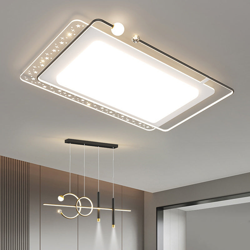Contemporary Nordic Iron Acrylic Star Round Square Oval Moon Rectangular LED Flush Mount Ceiling Light For Living Room