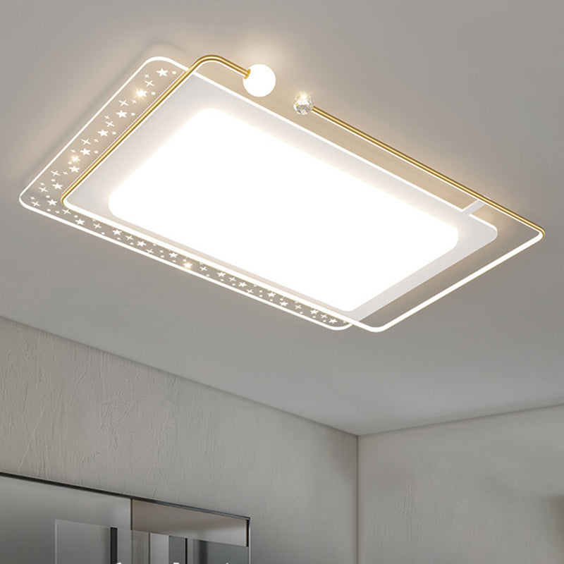 Contemporary Nordic Iron Acrylic Star Round Square Oval Moon Rectangular LED Flush Mount Ceiling Light For Living Room