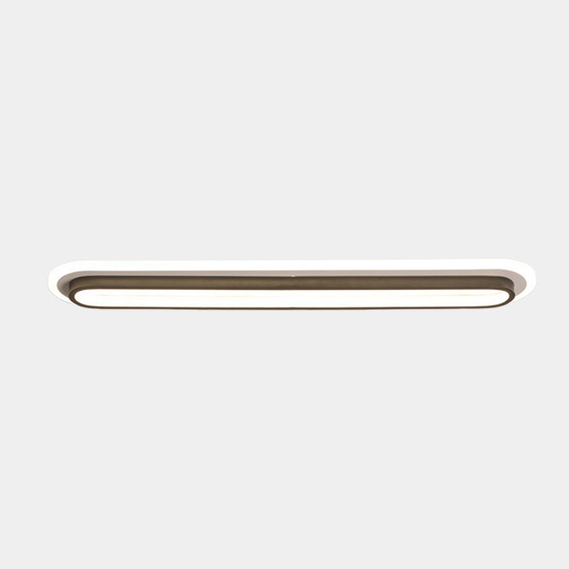 Modern Minimalist Aluminum Iron Acrylic Oval Strip LED Flush Mount Ceiling Light For Hallway