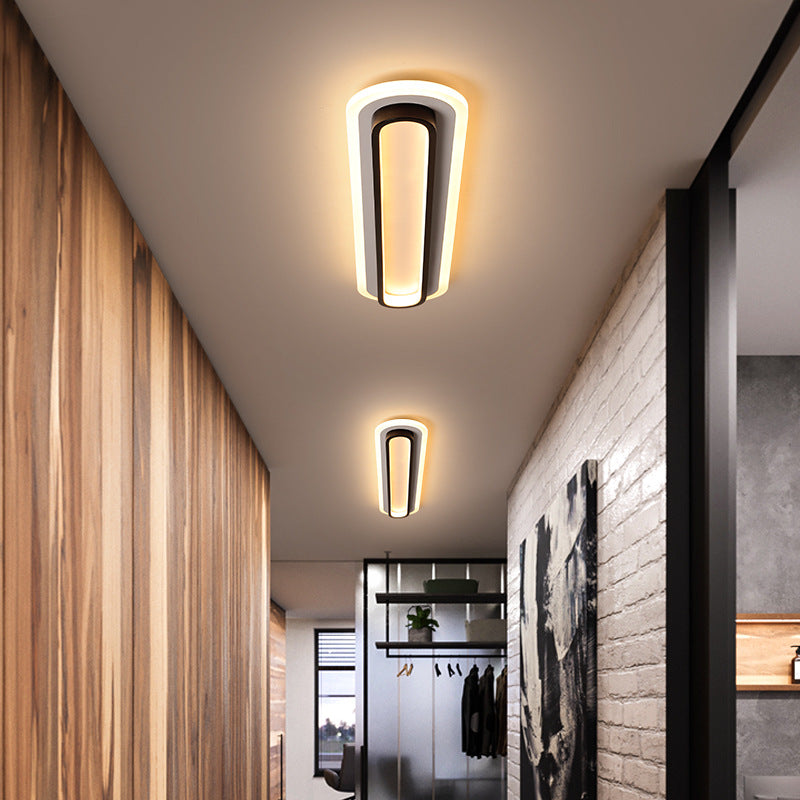 Moderne minimalistische ovale Deckenleuchte aus Aluminium, Eisen und Acryl mit LED für den Flur 