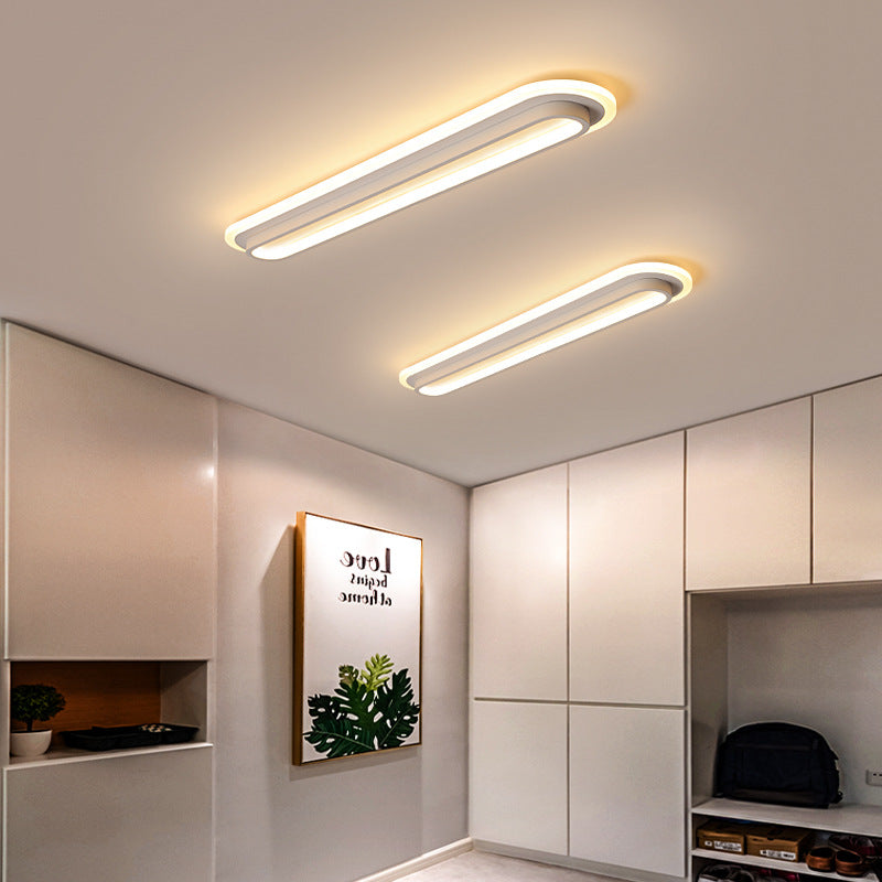Modern Minimalist Aluminum Iron Acrylic Oval Strip LED Flush Mount Ceiling Light For Hallway