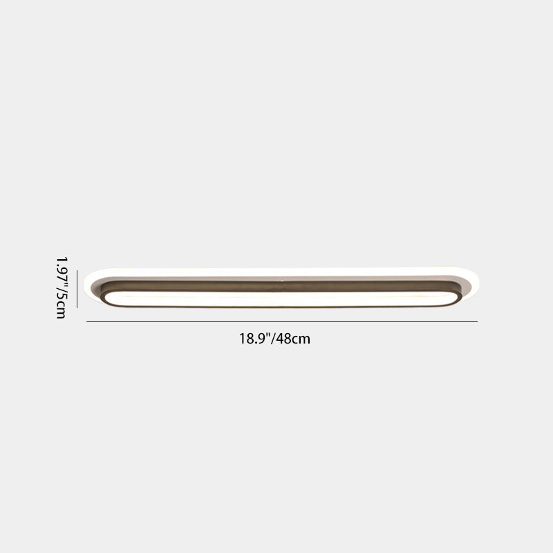 Modern Minimalist Aluminum Iron Acrylic Oval Strip LED Flush Mount Ceiling Light For Hallway