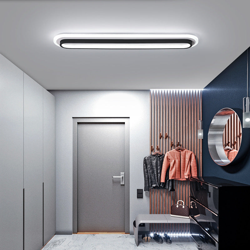 Modern Minimalist Aluminum Iron Acrylic Oval Strip LED Flush Mount Ceiling Light For Hallway