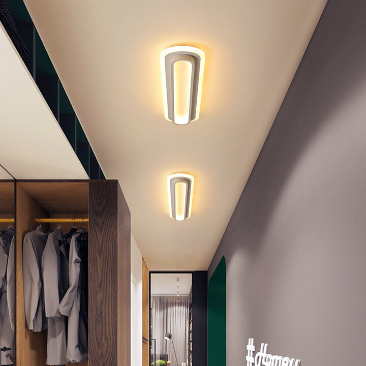 Moderne minimalistische ovale Deckenleuchte aus Aluminium, Eisen und Acryl mit LED für den Flur 