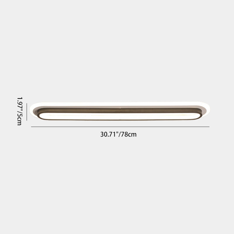 Modern Minimalist Aluminum Iron Acrylic Oval Strip LED Flush Mount Ceiling Light For Hallway