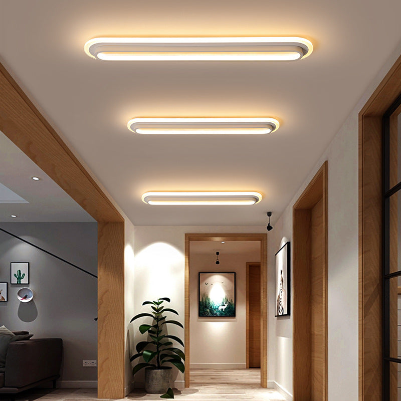 Moderne minimalistische ovale Deckenleuchte aus Aluminium, Eisen und Acryl mit LED für den Flur 