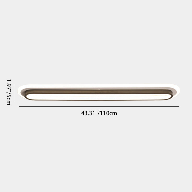 Modern Minimalist Aluminum Iron Acrylic Oval Strip LED Flush Mount Ceiling Light For Hallway