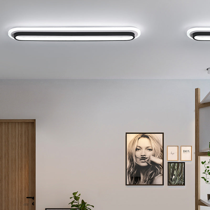 Moderne minimalistische ovale Deckenleuchte aus Aluminium, Eisen und Acryl mit LED für den Flur 