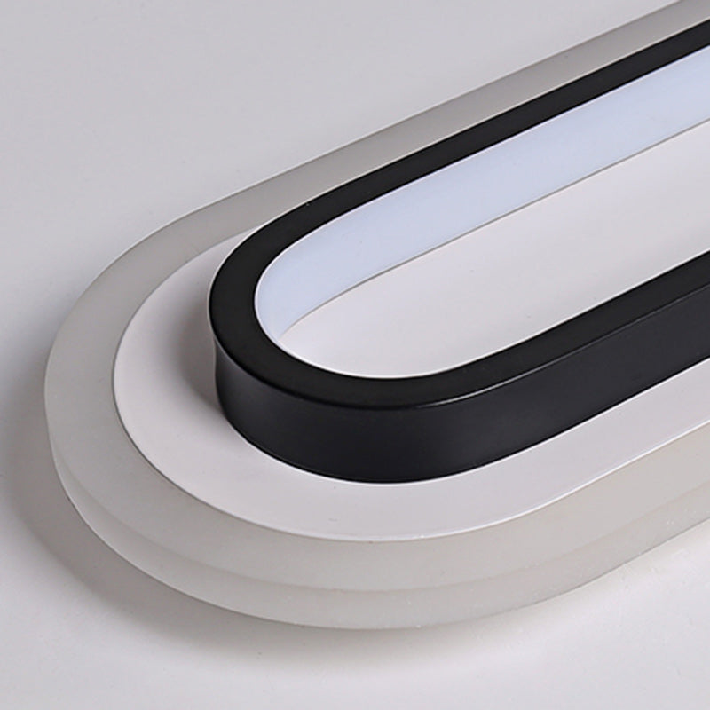 Modern Minimalist Aluminum Iron Acrylic Oval Strip LED Flush Mount Ceiling Light For Hallway