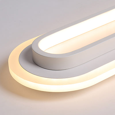 Modern Minimalist Aluminum Iron Acrylic Oval Strip LED Flush Mount Ceiling Light For Hallway