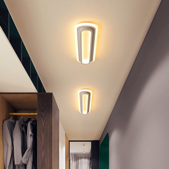 Moderne minimalistische ovale Deckenleuchte aus Aluminium, Eisen und Acryl mit LED für den Flur 