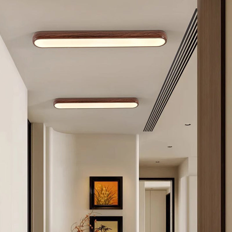 Contemporary Retro Iron PVC Strip Oval LED Flush Mount Ceiling Light For Hallway
