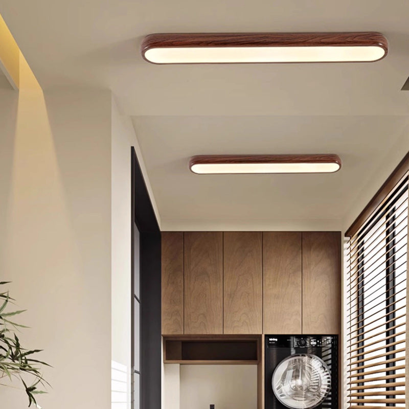 Contemporary Retro Iron PVC Strip Oval LED Flush Mount Ceiling Light For Hallway