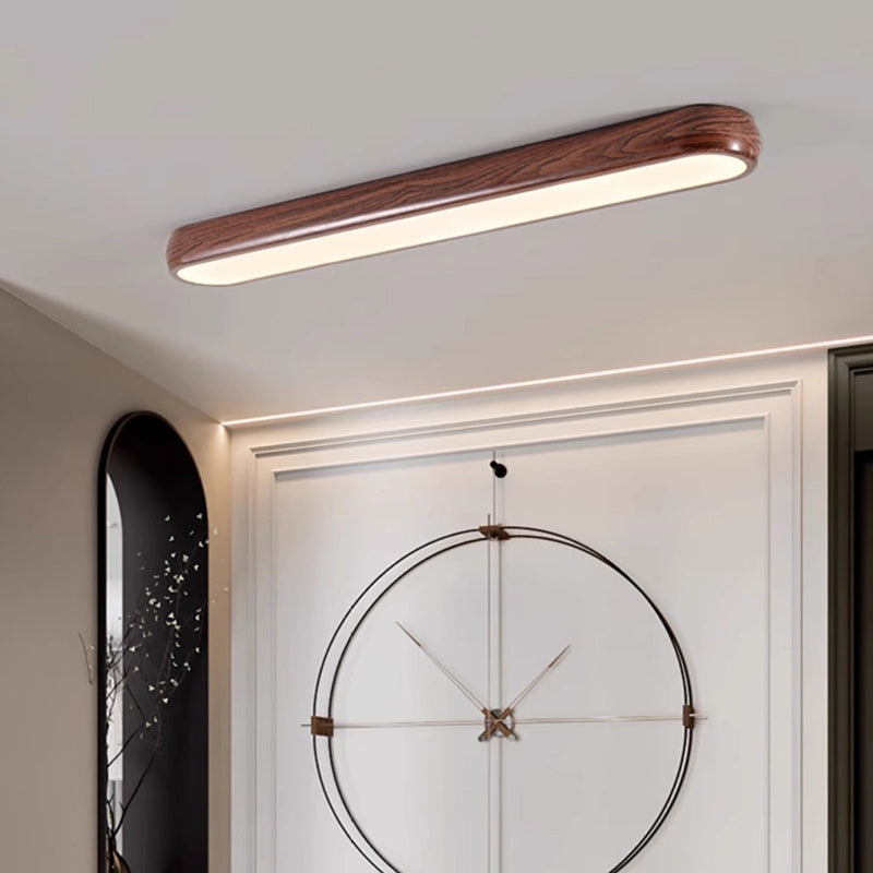 Contemporary Retro Iron PVC Strip Oval LED Flush Mount Ceiling Light For Hallway