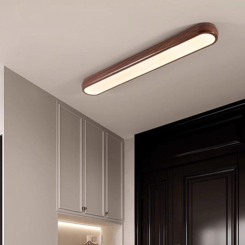 Contemporary Retro Iron PVC Strip Oval LED Flush Mount Ceiling Light For Hallway
