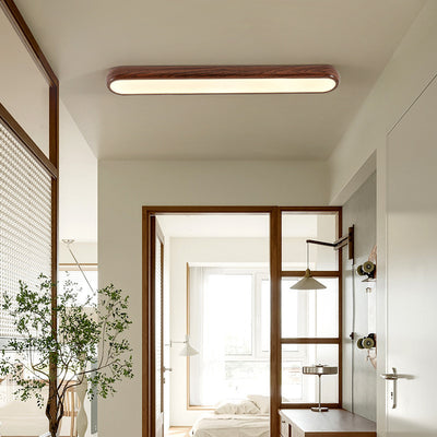 Contemporary Retro Iron PVC Strip Oval LED Flush Mount Ceiling Light For Hallway