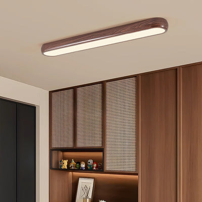 Contemporary Retro Iron PVC Strip Oval LED Flush Mount Ceiling Light For Hallway